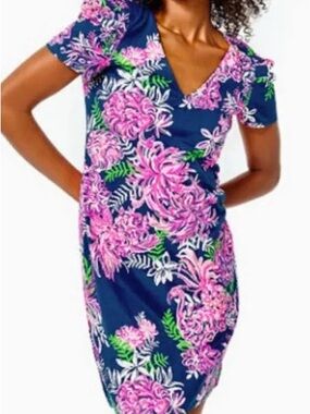 Lilly Pulitzer Aleece Dress Oyster Bay Ruffle Your Feathers - Size S